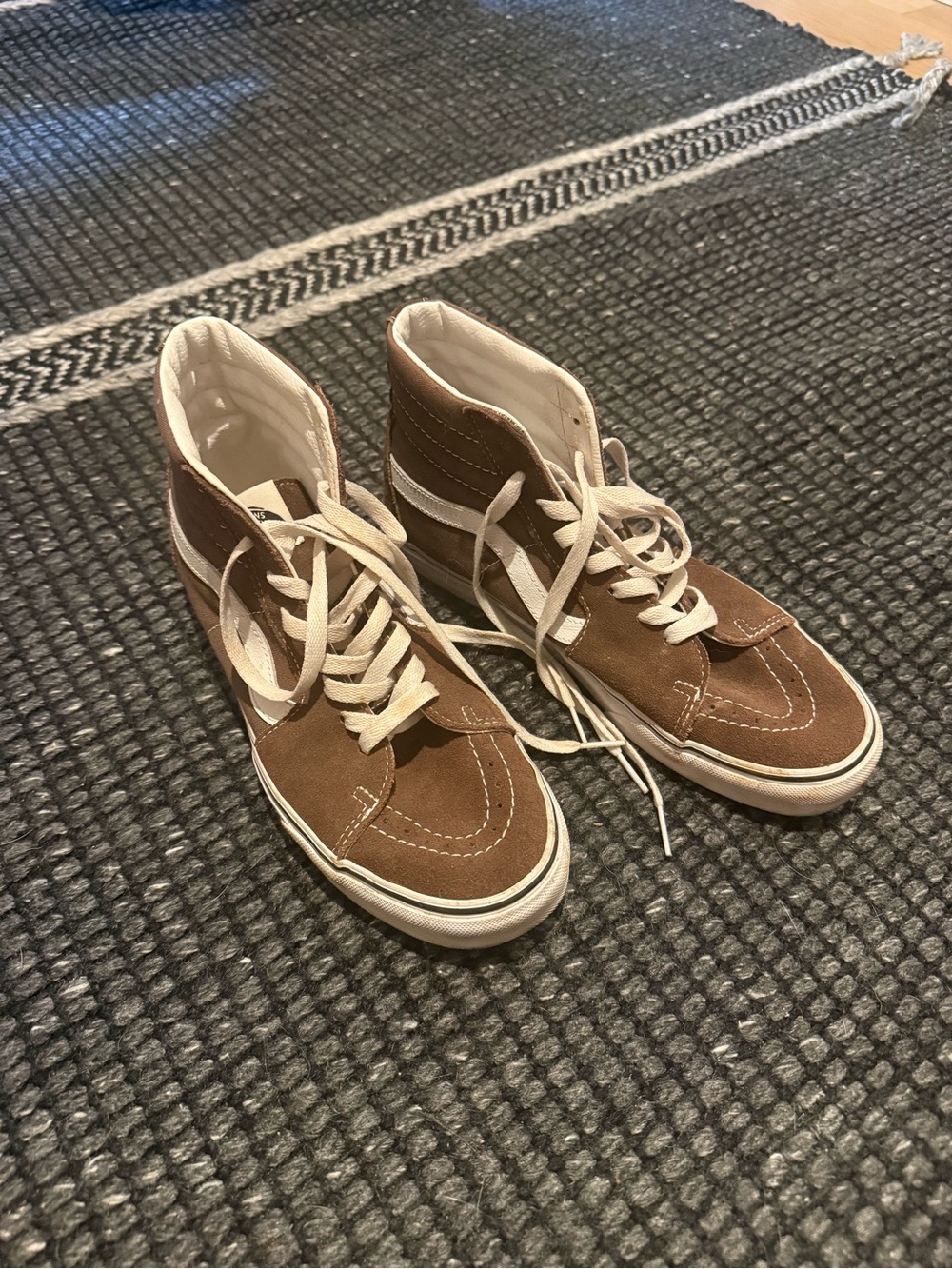 Vans Brown and Cream High-Top Sneakers